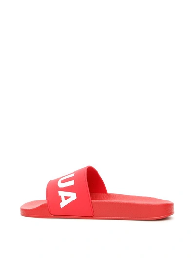 Shop Dsquared2 Rubber Slides In Rosso Bianco (red)