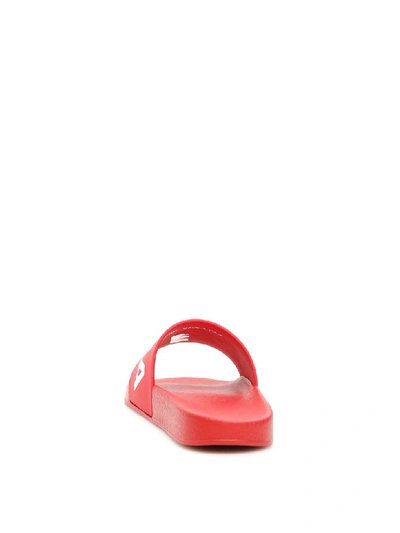 Shop Dsquared2 Rubber Slides In Rosso Bianco (red)