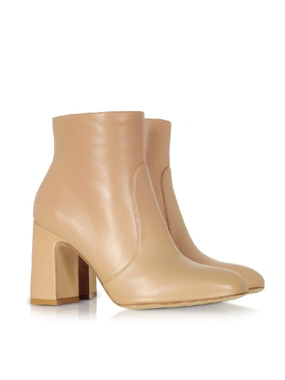 Shop Stuart Weitzman Adobe Nappa Leather Nell 80 Boots In Natural