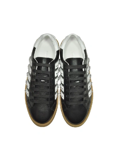 Shop Dsquared2 Black Studded Leather Womens Sneakers