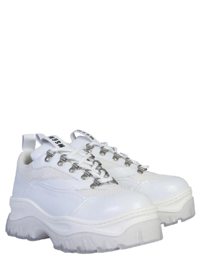 Shop Msgm Tractor Sneaker In Bianco