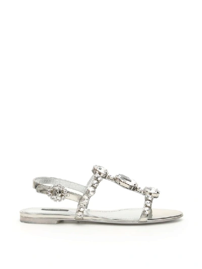 Shop Dolce & Gabbana Crystal Sandals In Argento (silver)