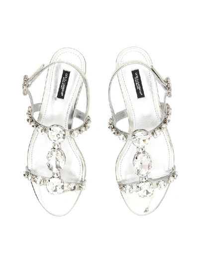 Shop Dolce & Gabbana Crystal Sandals In Argento (silver)