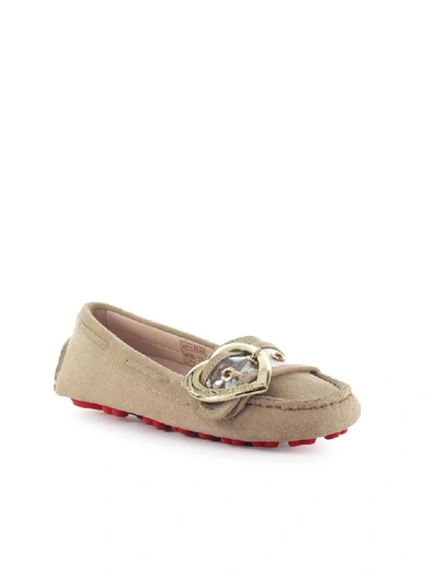 Shop Love Moschino Pink Suede Moccasin In Cipria (pink)