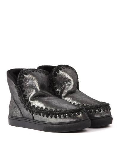 Shop Mou Eskimo 14 Silver Metallic Leather Ankle Boot