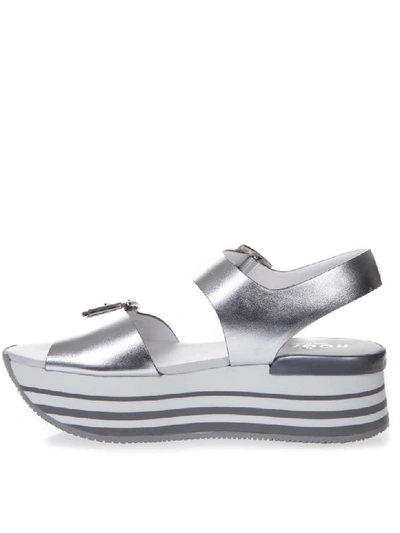 Shop Hogan Maxi H222 Sandals In Silver Leather