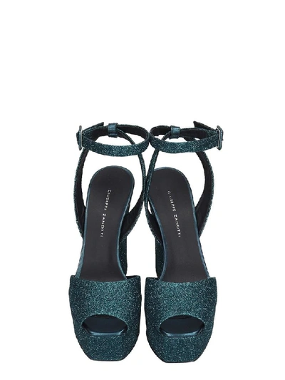 Shop Giuseppe Zanotti Betty Sandals In Petroleum Glitter