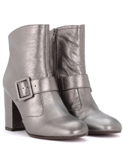 Shop Chie Mihara Goru Ankle Boot In Gray Laminated Leather In Grigio