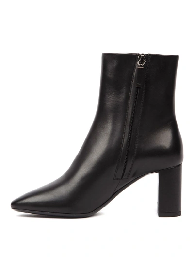 Shop Saint Laurent Lou Black Smooth Leather Ankle Boots