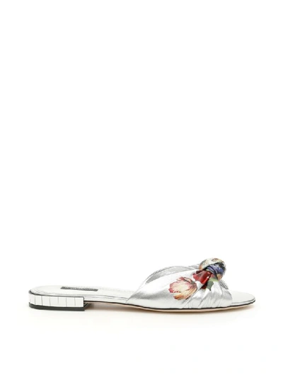 Shop Dolce & Gabbana Bianca Mules In Argento (silver)