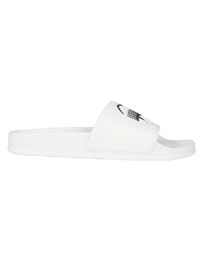 Shop Chiara Ferragni Flirting Eye Slide Sandals In White