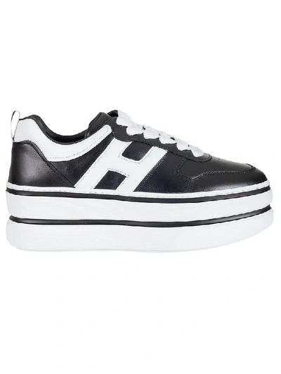 Shop Hogan H449 Platform Sneakers In Black/white