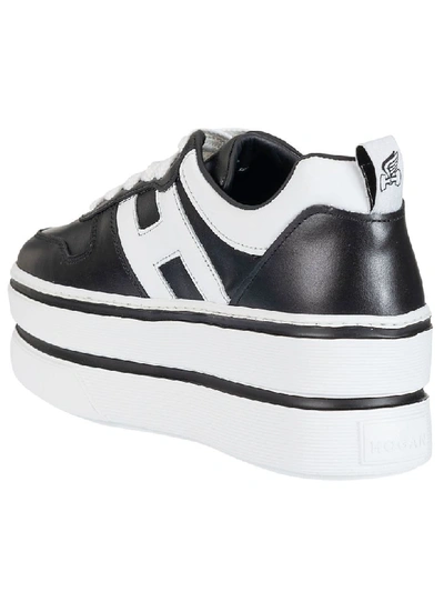 Shop Hogan H449 Platform Sneakers In Black/white