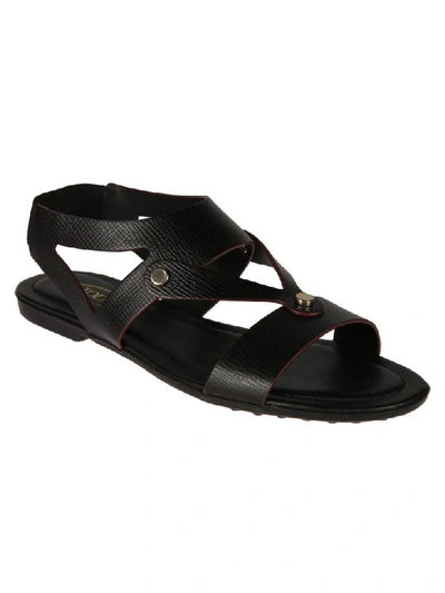 Shop Tod's Strappy Flat Sandals In Black