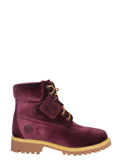 Shop Off-white Timberland Maroon Boots In Bordeaux