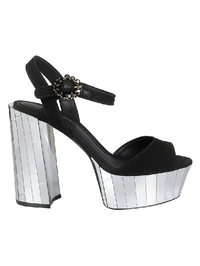 Shop Dolce & Gabbana Bellucci Buckled Sandals In Black/silver