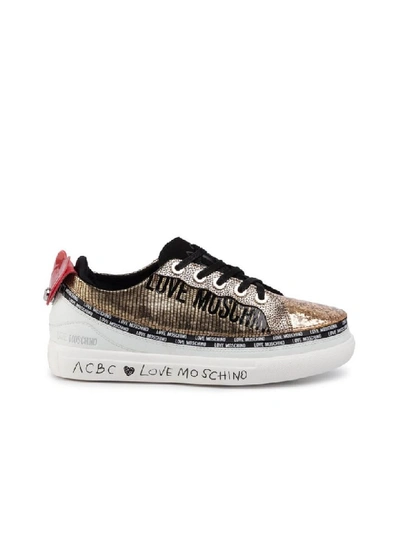 Shop Love Moschino Sneaker With Double Upper Gold/silver In Multicolor (multicolor)