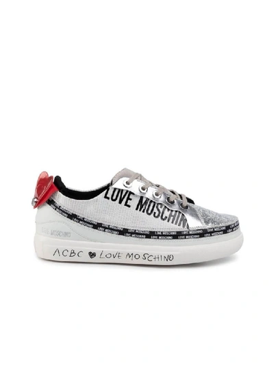 Shop Love Moschino Sneaker With Double Upper Gold/silver In Multicolor (multicolor)