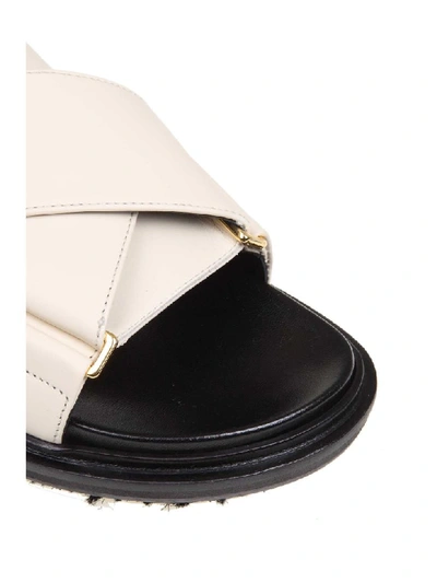 Shop Marni Sandal Fussbett In Leather White Color