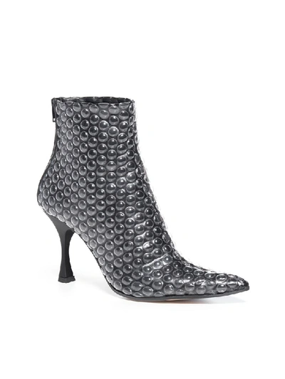 Shop Mm6 Maison Margiela Print Leather Ankle Boots In Black
