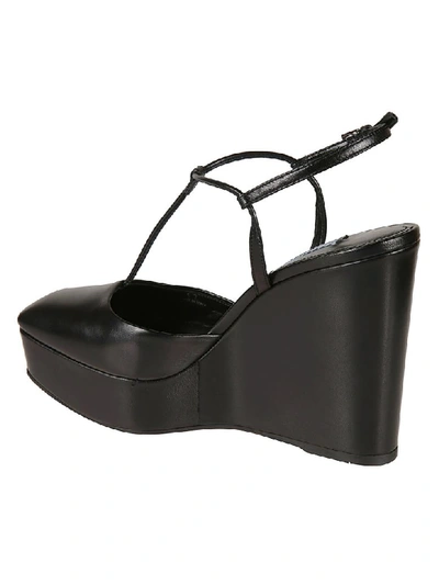 Shop Prada Classic Wedge Sandals In Black