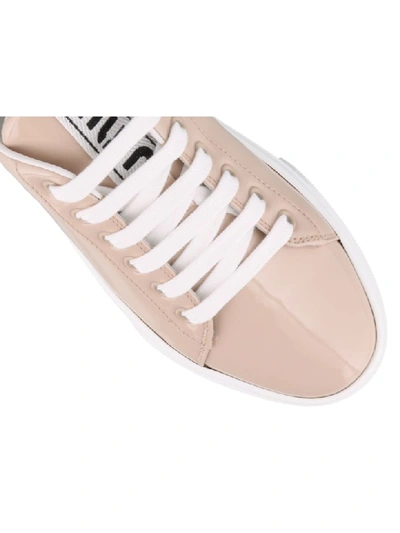 Shop Miu Miu Leather Sneakers In Powder