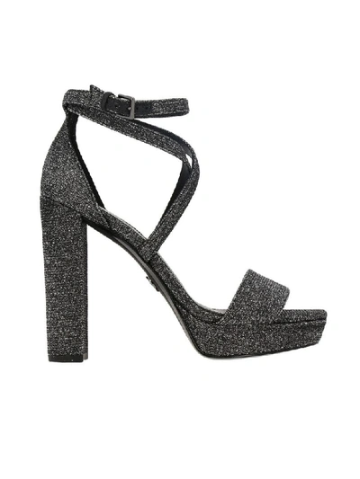 Michael Michael Kors Charlize Platform Glitter Sandals In Black | ModeSens