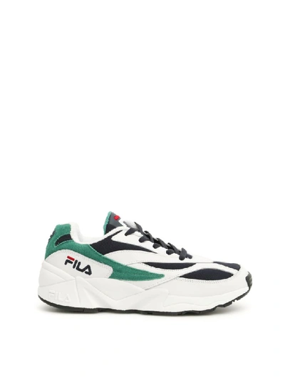 Fila Venom Low Leather, Suede And Canvas Sneakers In White,black,green |  ModeSens