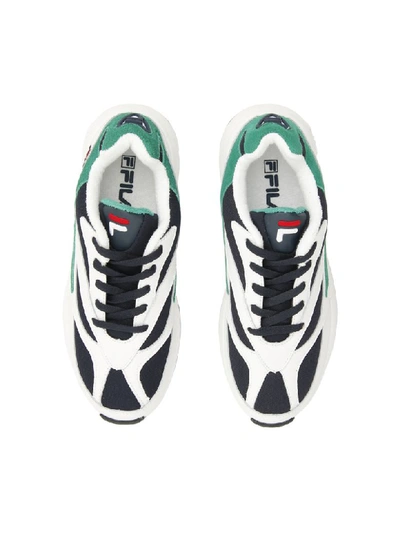 Shop Fila Low Venom Heritage Sneakers In White Green Navy (white)