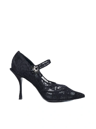 Shop Dolce & Gabbana Lori Lace Mary Jane In Nero