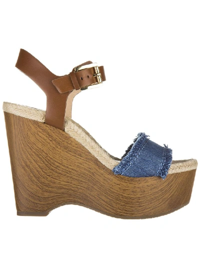 Shop Michael Kors Leni Wedge Sandals In Marrone