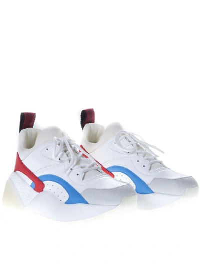 Shop Stella Mccartney White Eclypse Sneakers In Faux Leather In White/red/blue