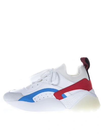 Shop Stella Mccartney White Eclypse Sneakers In Faux Leather In White/red/blue