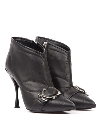 Shop Dolce & Gabbana Black Quilted Leather Ankle Boots