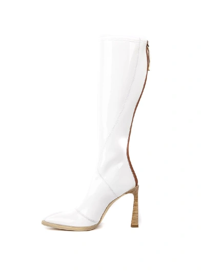 Shop Fendi Fframe Glossy Neoprene Boots White Color