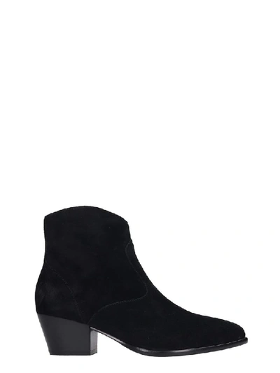 Shop Ash Heidi Bis Texan Ankle Boots In Black Suede