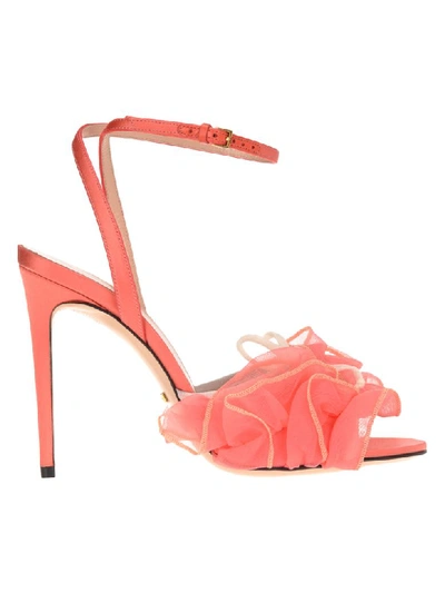 Shop Gucci Tulle Sandals In Peach