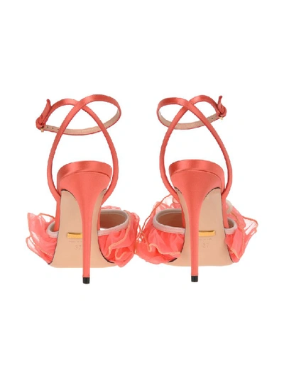 Shop Gucci Tulle Sandals In Peach