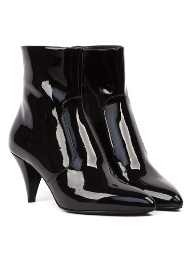 Shop Celine Black Patent Leather Ankle Boots
