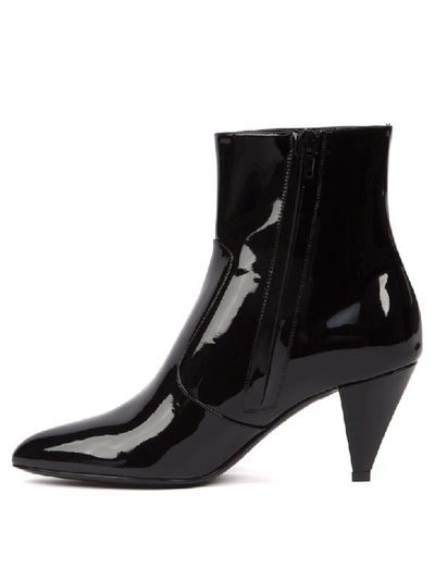 Shop Celine Black Patent Leather Ankle Boots