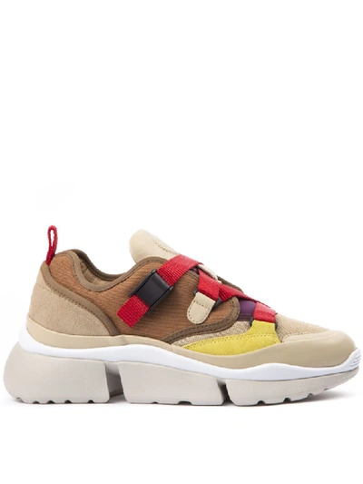 Shop Chloé Multicolor Suede Sonnie Sneakers In Earthy Red