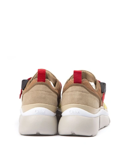 Shop Chloé Multicolor Suede Sonnie Sneakers In Earthy Red