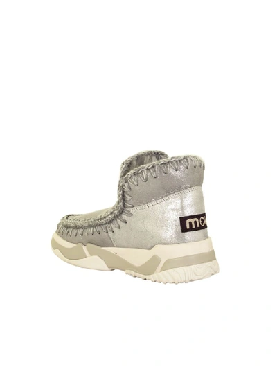 Shop Mou Eskimo Trainer Microglitter Silver Boot