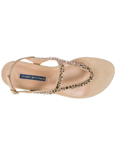 Shop Stuart Weitzman Allura T-bar Sandals In Dolce Suede / Crystal