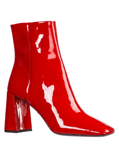 Shop Prada Opanca Heeled Ankle Boots In Rosso