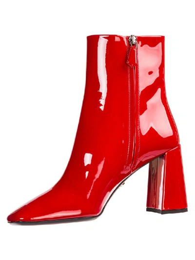 Shop Prada Opanca Heeled Ankle Boots In Rosso