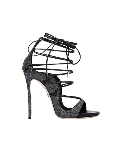 Shop Dsquared2 Riri Black Glitter Heeled Sandal In Nero