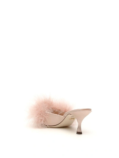 Shop Dolce & Gabbana Marabou Keira Mules In Nudo Nudo (pink)