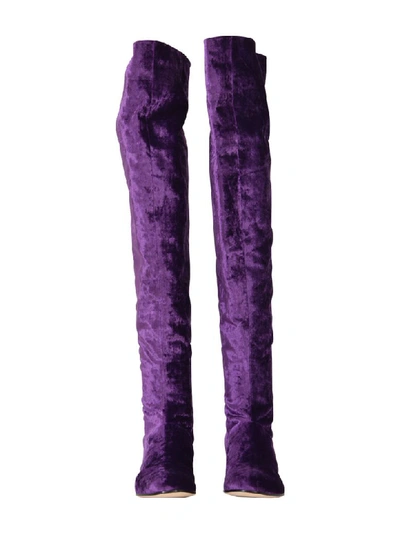 Shop Alberta Ferretti Velvet Over-the-knee Boots In Purple
