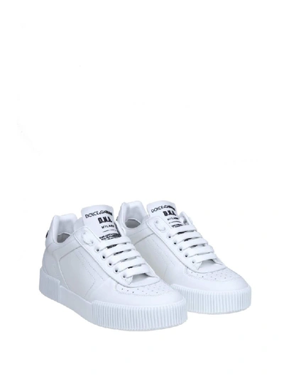 Shop Dolce & Gabbana Miami Sneakers In Calfskin Napes Colored White